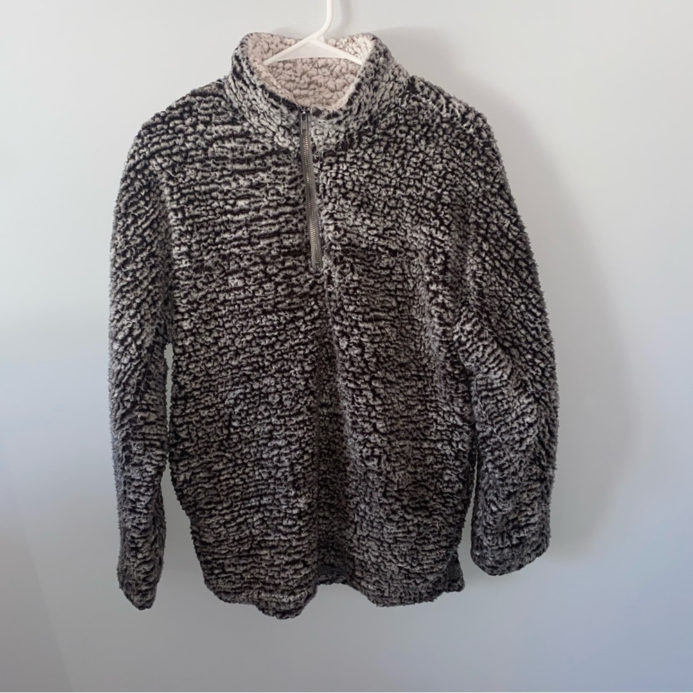 Alter'd State Grey Soft Quarter Zip Sherpa Pull Over